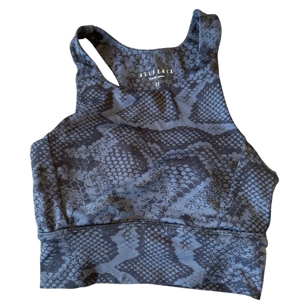 Allfenix Anthropologie Gray Snake Print High Neck Indie Padded Sports Bra XS